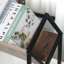 Wooden movable retro bookshelf floor-mounted vinyl record storage rack file storage rack wooden display rack