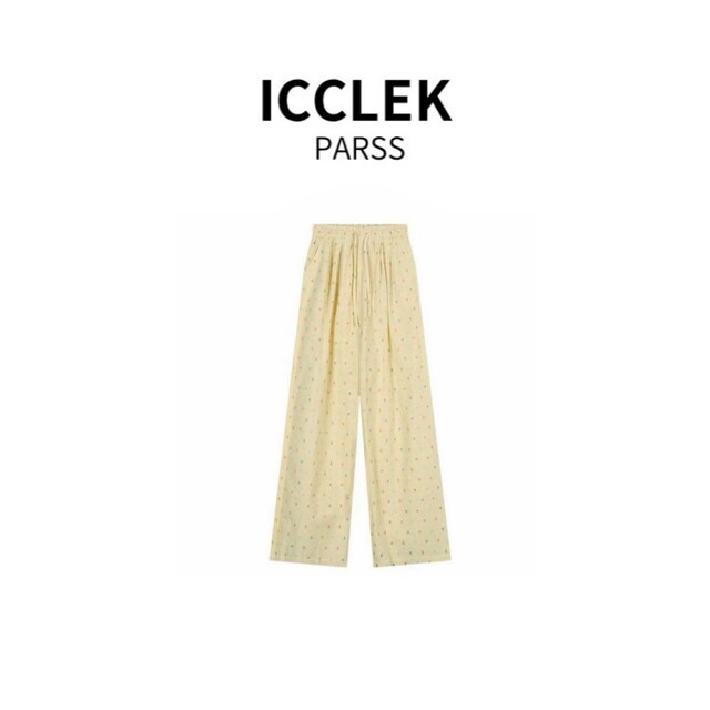 Icclek Parss Early Autumn New Dopamine Polka Dot Loose Wide-Leg Pants Fashionable Versatile Casual Pants-5655