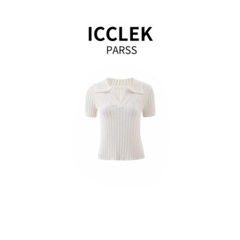 Icclek Parss 2025 Summer New Style Hollow-Out Design Knitwear V Neck Loose Short Sleeves-5673