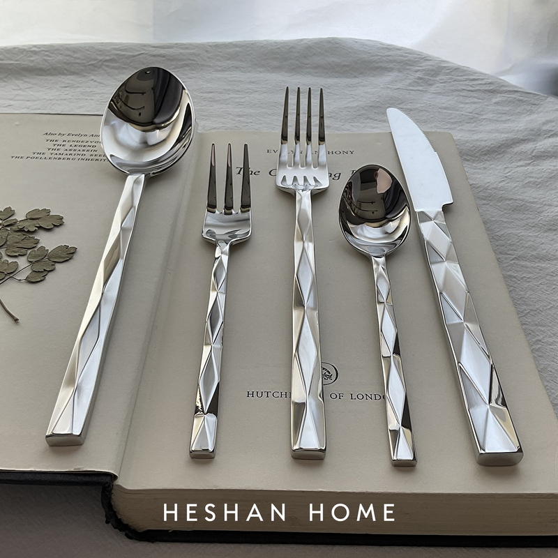 Foreign Trade 18-10 Stainless Steel Vintage Diamond Diamond Pattern Western Cutlery Set Main Dinner Spoon Pasta Fork Dessert Fork Spoon Foreign Trade 18-10 Stainless Steel Vintage Diamond Diamond Pattern Western Cutlery Set Main Dinner Spoon Pasta Fork Dessert Fork Spoon