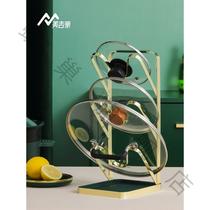 Multi-functional pot lid rack creative kitchen containing domestic three-layer countertop soup spoon fried vegetable pan shovel chopping block shelving