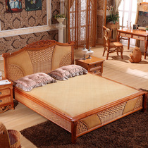 Double bed single bed real rattan 1 8 meter bed Indonesian rattan furniture real rattan bed rattan bed solid wood bed rattan bed
