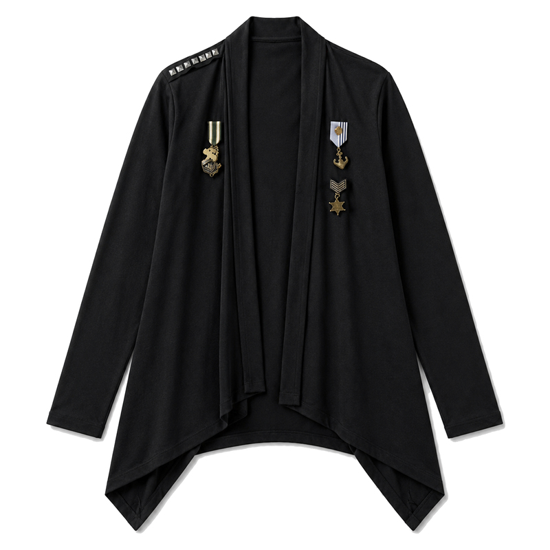 Paiki David Jones/Medal Rivet Long Sleeve Layered Cape Skull Print Casual Knit Sweater Jacket for Men and Women Paiki David Jones/Medal Rivet Long Sleeve Layered Cape Skull Print Casual Knit Sweater Jacket for Men and Women