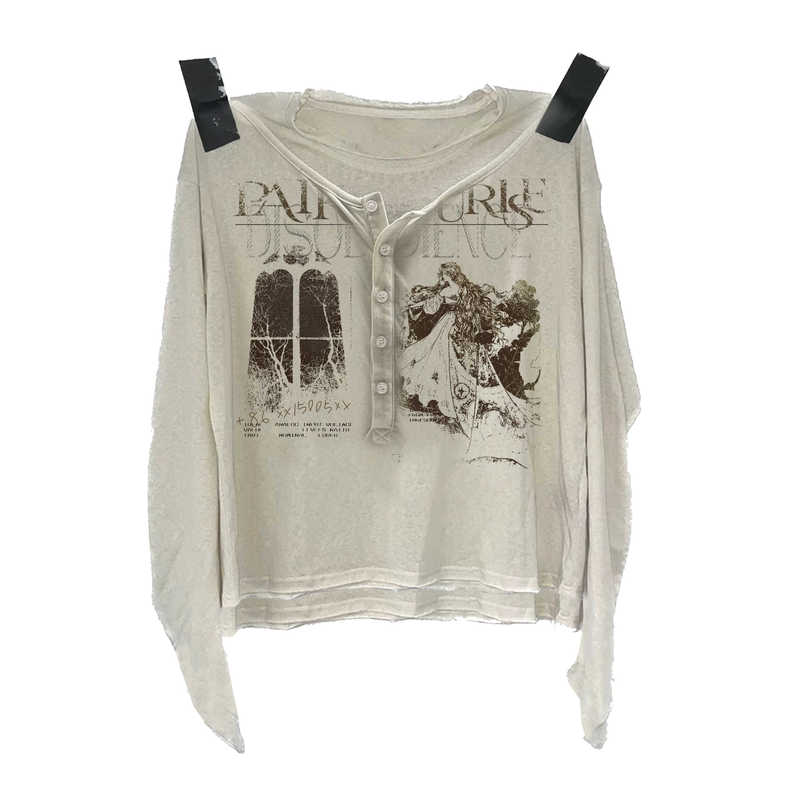 Paiki "Cyrus Empire" Fugitive Princess Slightly Translucent Snowflake Cotton Henry Collar Fake Two-Piece Curved Long-Sleeve Shirt for Men