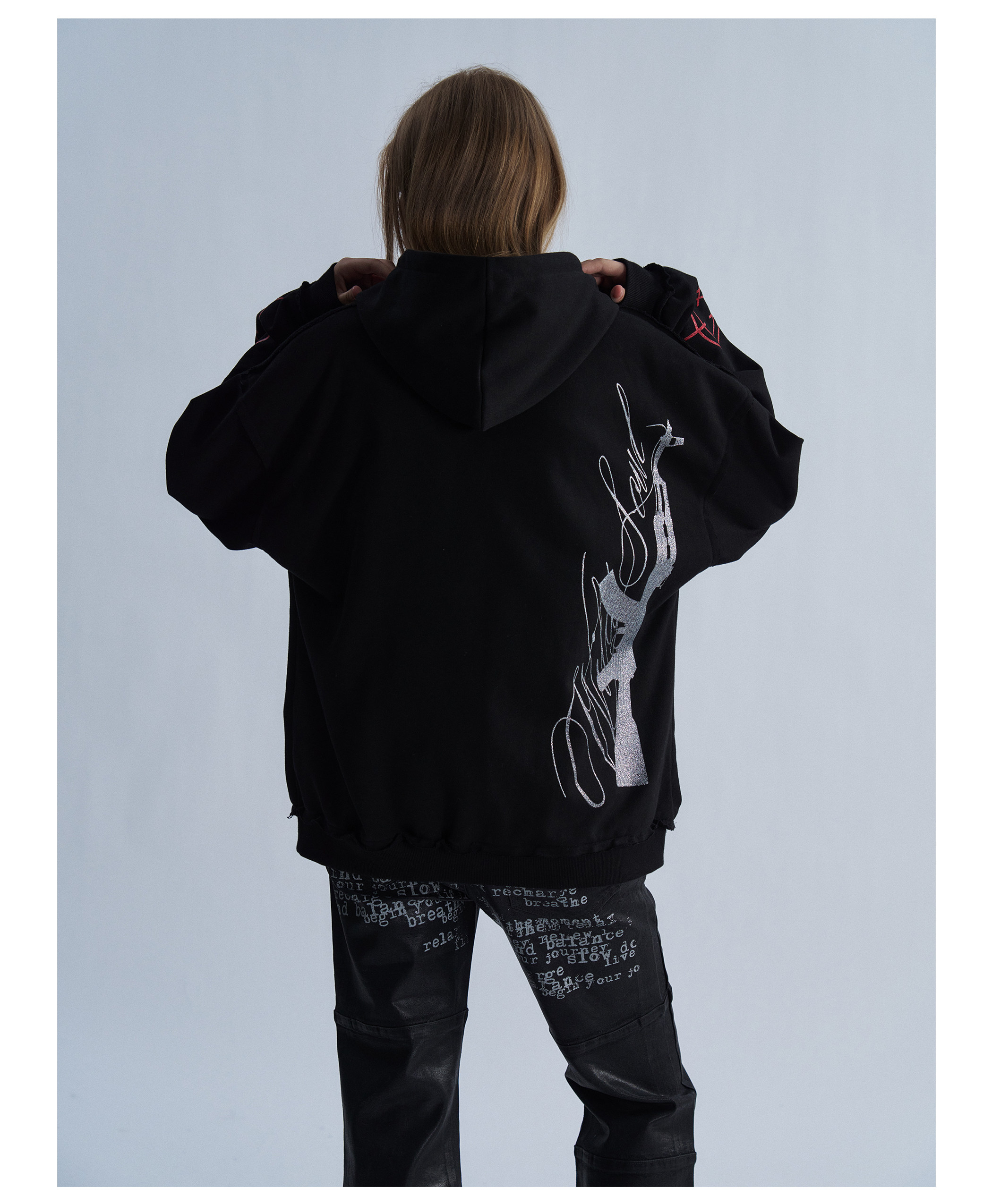 PAIKI Glitter Gun Zip-Up Hoodie