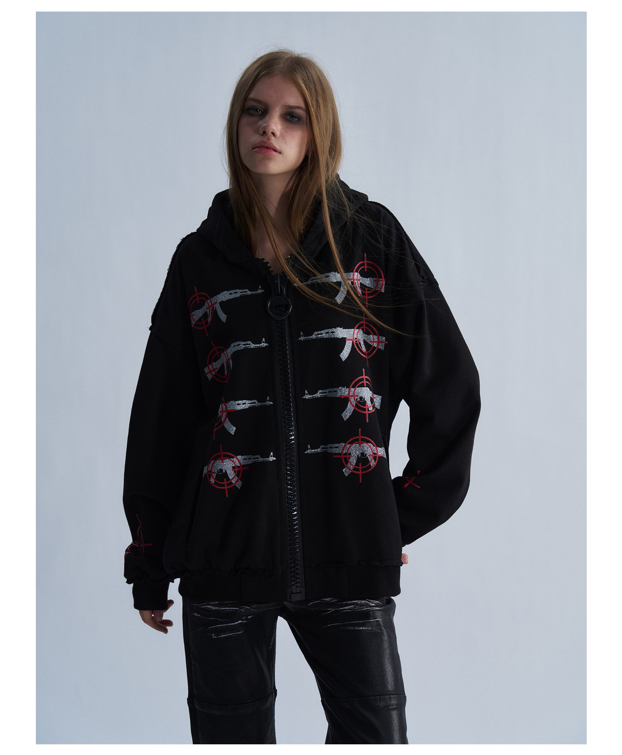 PAIKI Glitter Gun Zip-Up Hoodie