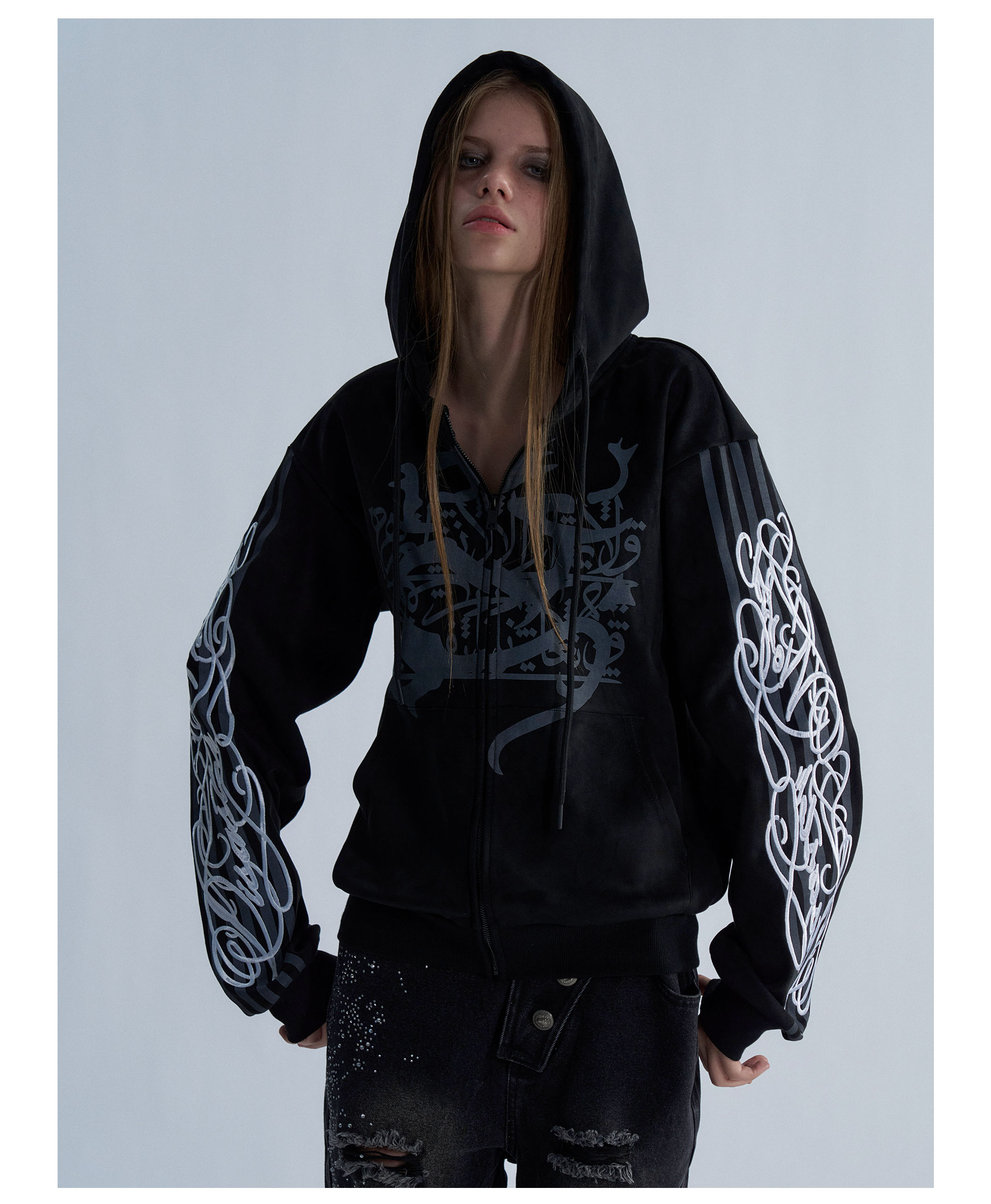 PAIKI Embroidered Studded Hoodie
