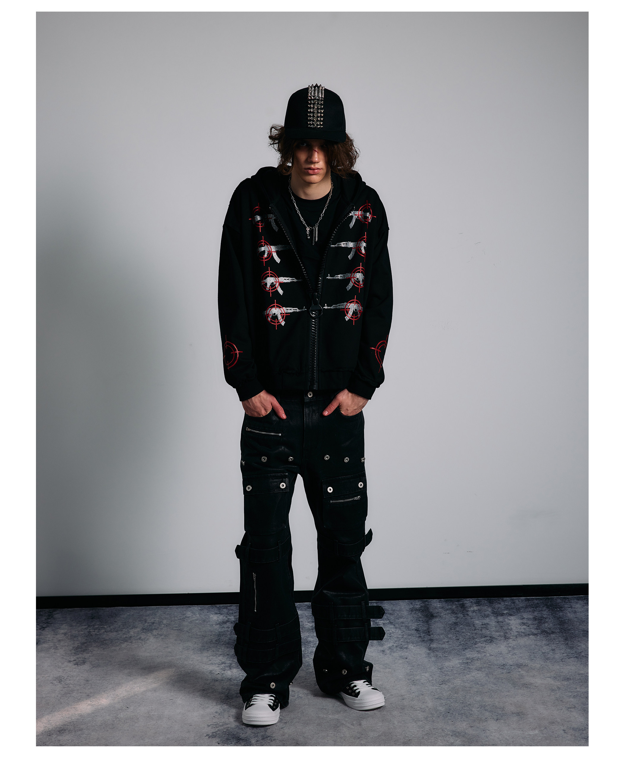 PAIKI Glitter Gun Zip-Up Hoodie