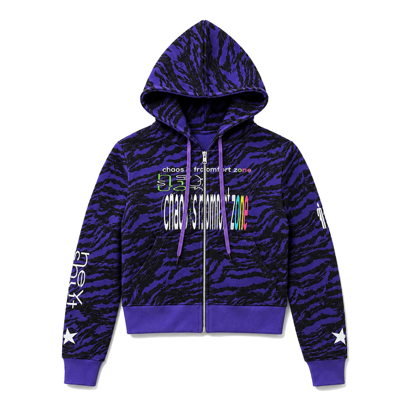 Paiki Purple Tiger Electronic Tiger Pattern Hooded Sweatshirt Purple Jacket Zipper Hoodie Autumn and Winter Subculture Street Long Sleeve