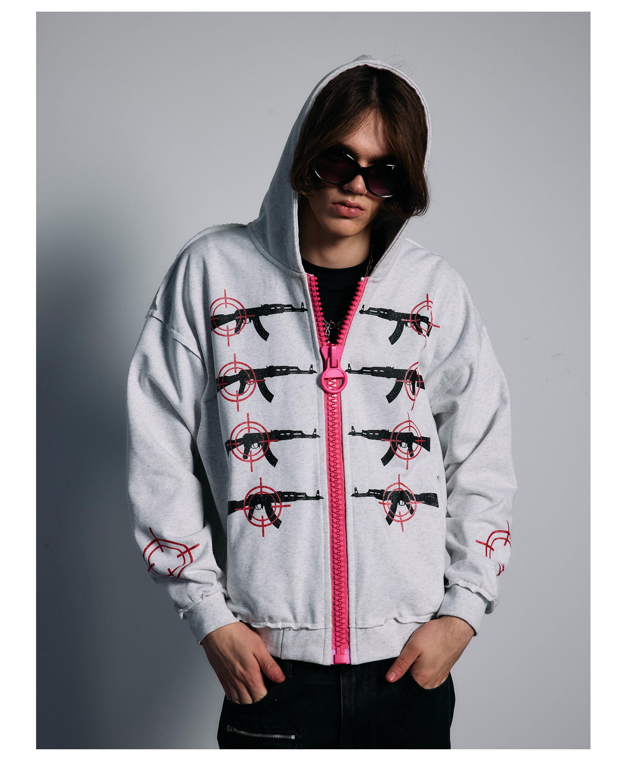 PAIKI Glitter Gun Zip-Up Hoodie