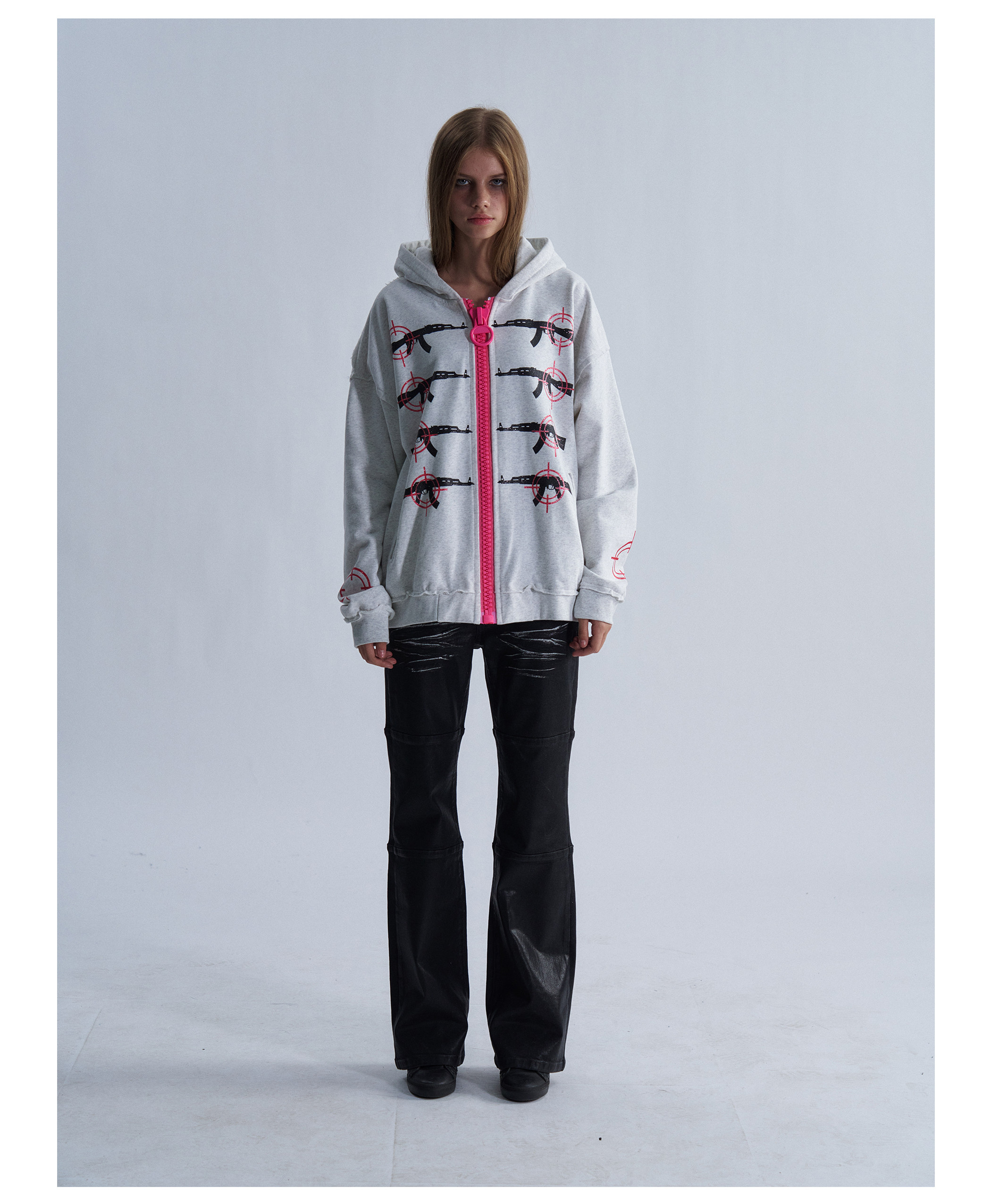 PAIKI Glitter Gun Zip-Up Hoodie
