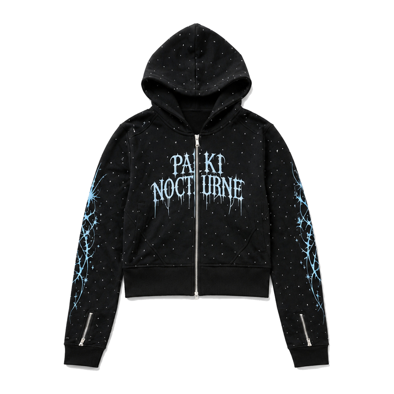 Paiki Starry Sky Full Rhinestone Hoodie Dark Subculture Studded Sweatshirt Street Style Long Sleeve Cardigan