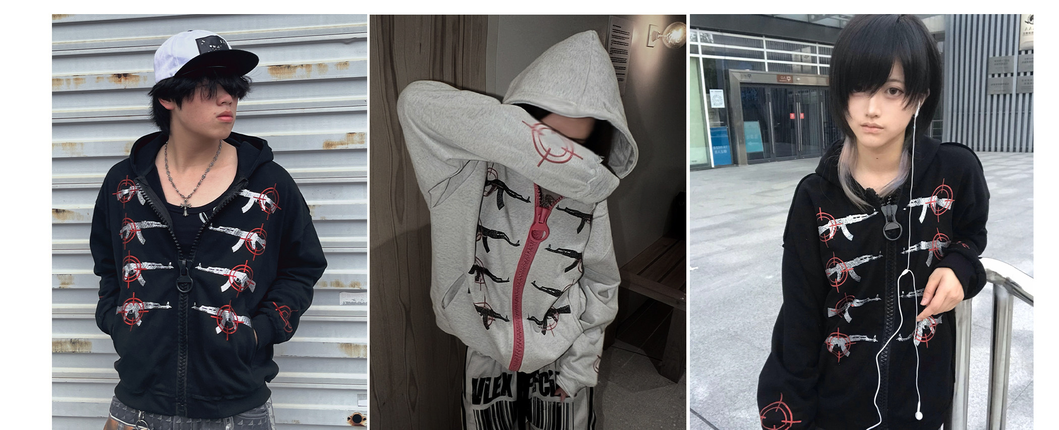 PAIKI Glitter Gun Zip-Up Hoodie