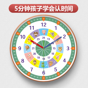 Early Education Children's Twelve Zodiac Clock Wall-Mounted No-Drill Living Room Wall Clock Learning Clock Time Recognition Bedroom Clock