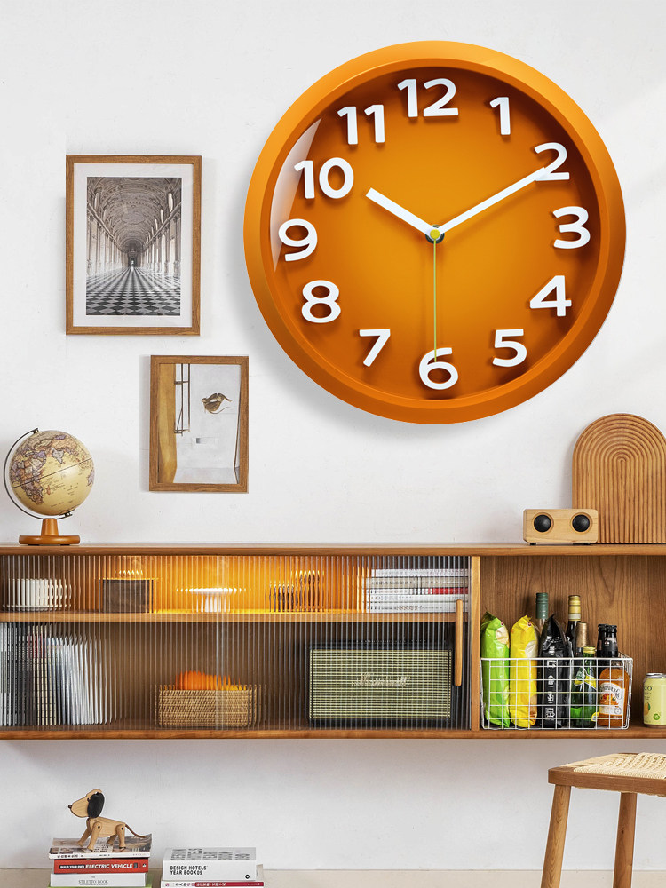 Simple Solid Color Living Room Wall Clock, Decorative Wall Watch, High-End Clock, Home Quartz Bedroom Clock, No-Drill Clock