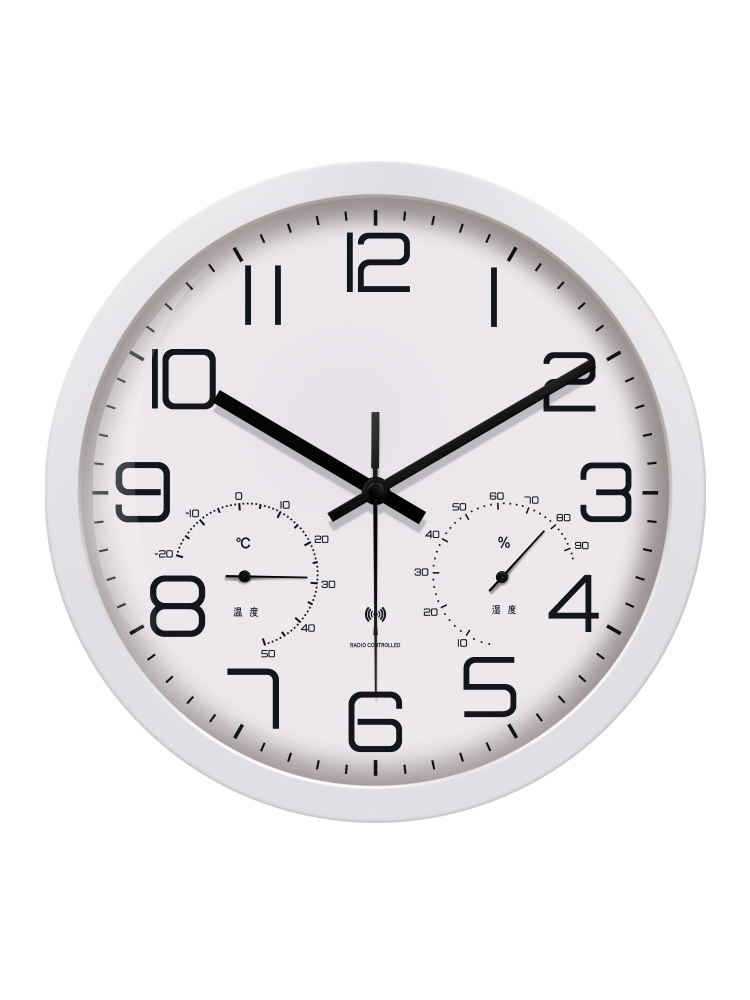 Light Luxury Radio-Controlled Clock, Wall Clock for Living Room, Automatic Time Synchronization with Temperature and Humidity, Electronic Clock, Creative Home Wall-Mounted Clock