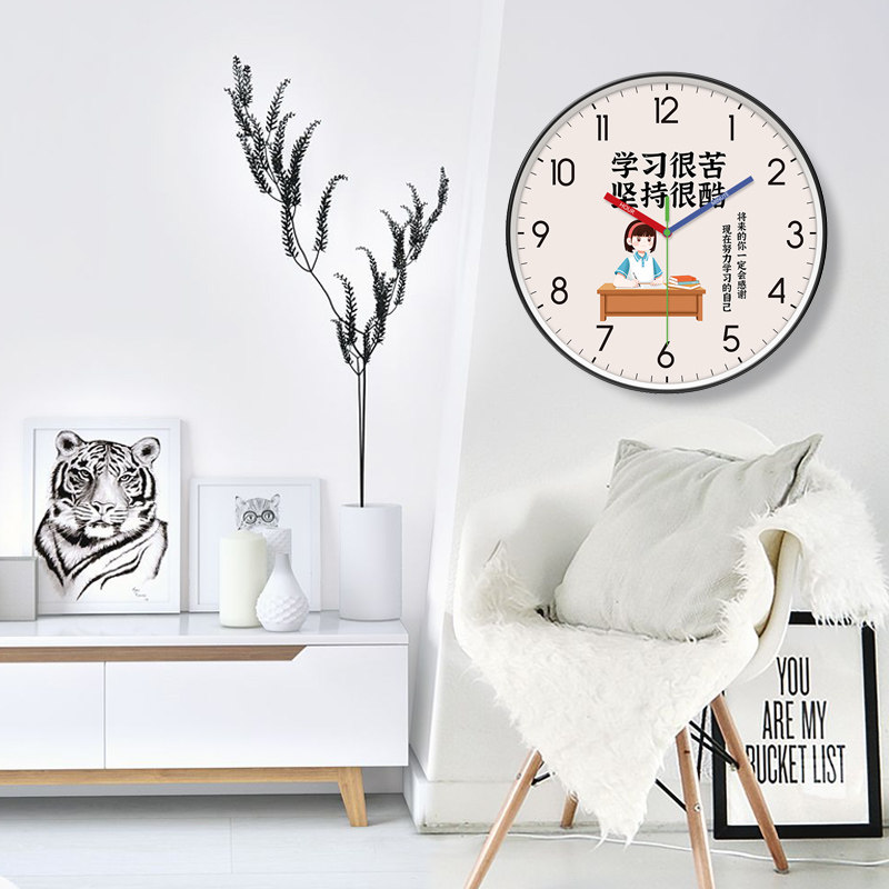Classroom Junior High School Cartoon Learning Wall Clock Student Creative Clock Living Room Children's Room Clock Inspirational Fashion Wall Clock