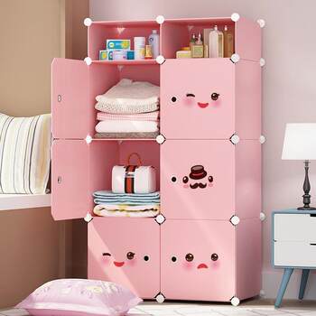Simple cloth wardrobe storage rack baby plastic box large children's drawer solid wood bedroom furniture storage cabinet