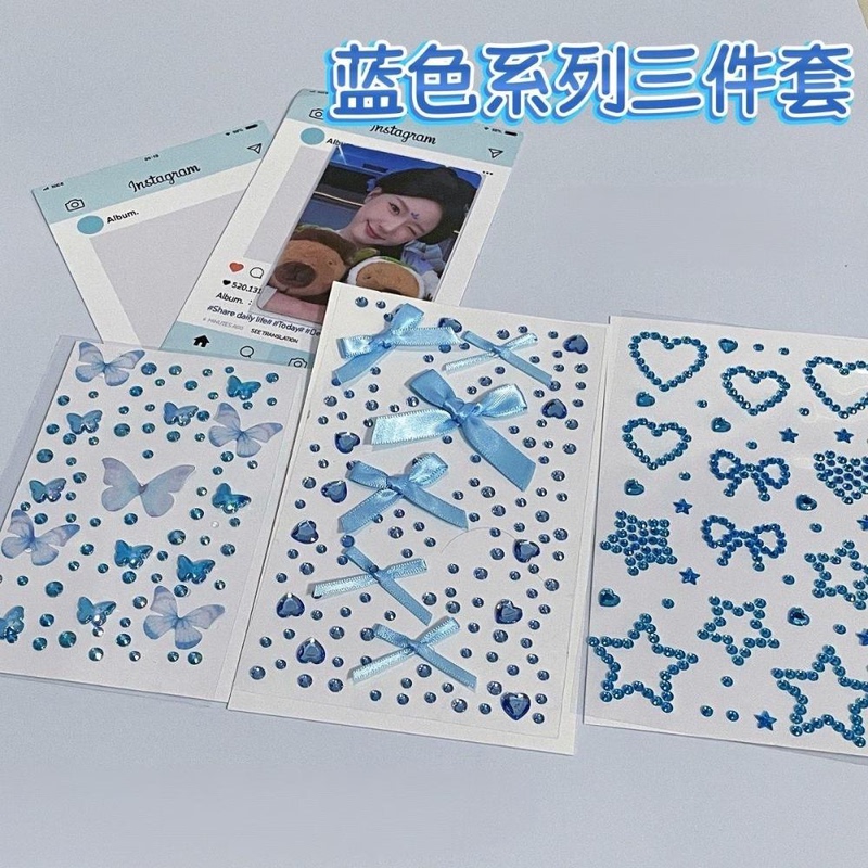 Music Festival Concert Aurora Makeup Butterfly Rhinestone Stickers Stars Children's Support Accessories Zhang Jie Blue Face Stickers Zhou Shen