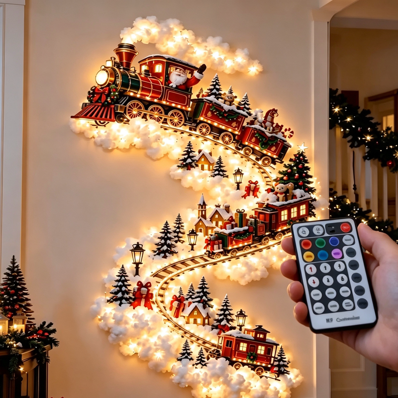 Christmas Lights Santa Claus Train Wall Lamp Family Holiday Atmosphere Decoration Small Snowman Remote Control Wall Lamp Christmas Lights Santa Claus Train Wall Lamp Family Holiday Atmosphere Decoration Small Snowman Remote Control Wall Lamp