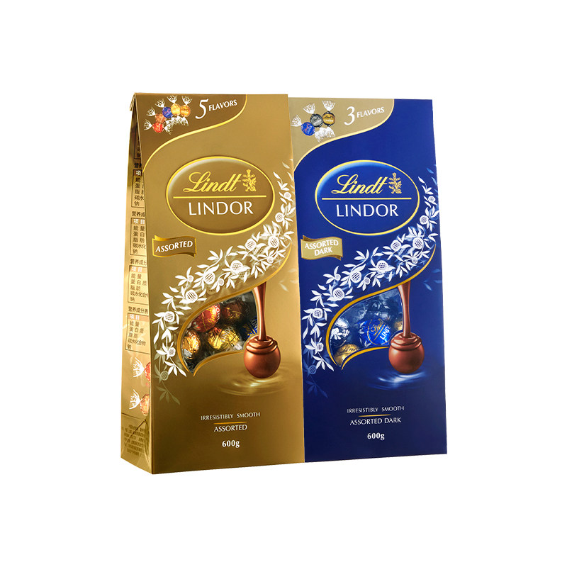Lindt/瑞士莲官方软心精选牛奶黑巧克力600g伴手礼休闲零食