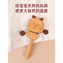 Rinwild Small Wood Plu Wave Drum Baby Full Moon Gifts Baby Toys Freshmen Three Months Woody Hands Rattle Nibble Bites