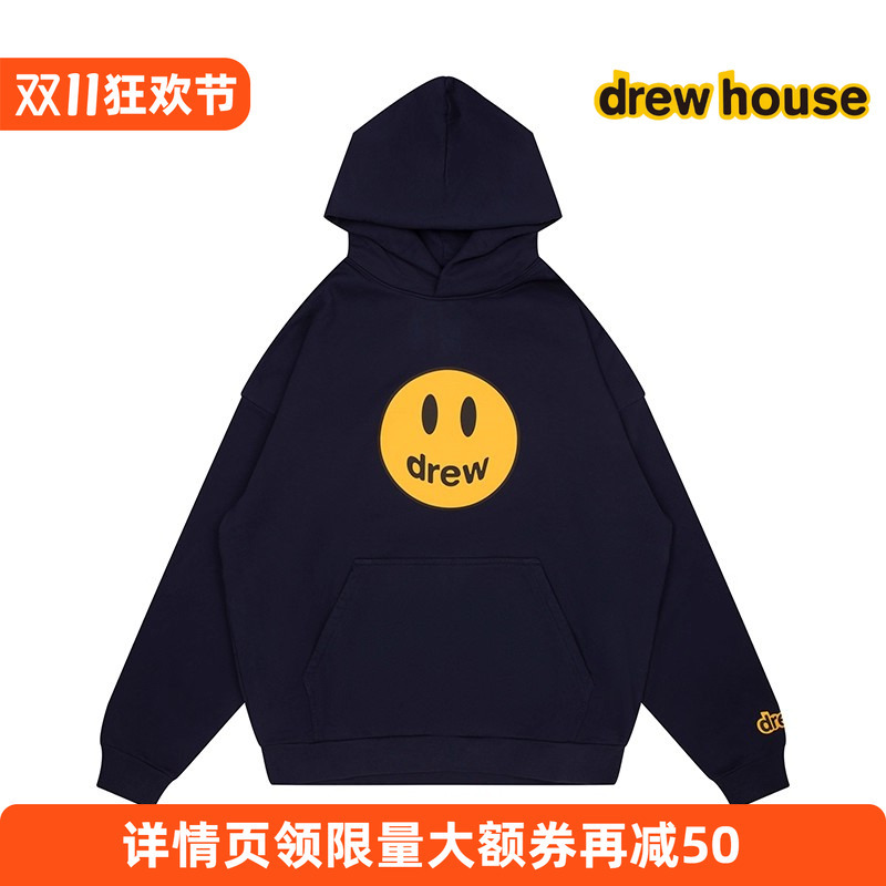 [Official Authentic Product] Drew House Classic Smiley Face Loose Hooded Sweatshirt 26 Autumn Unisex Style