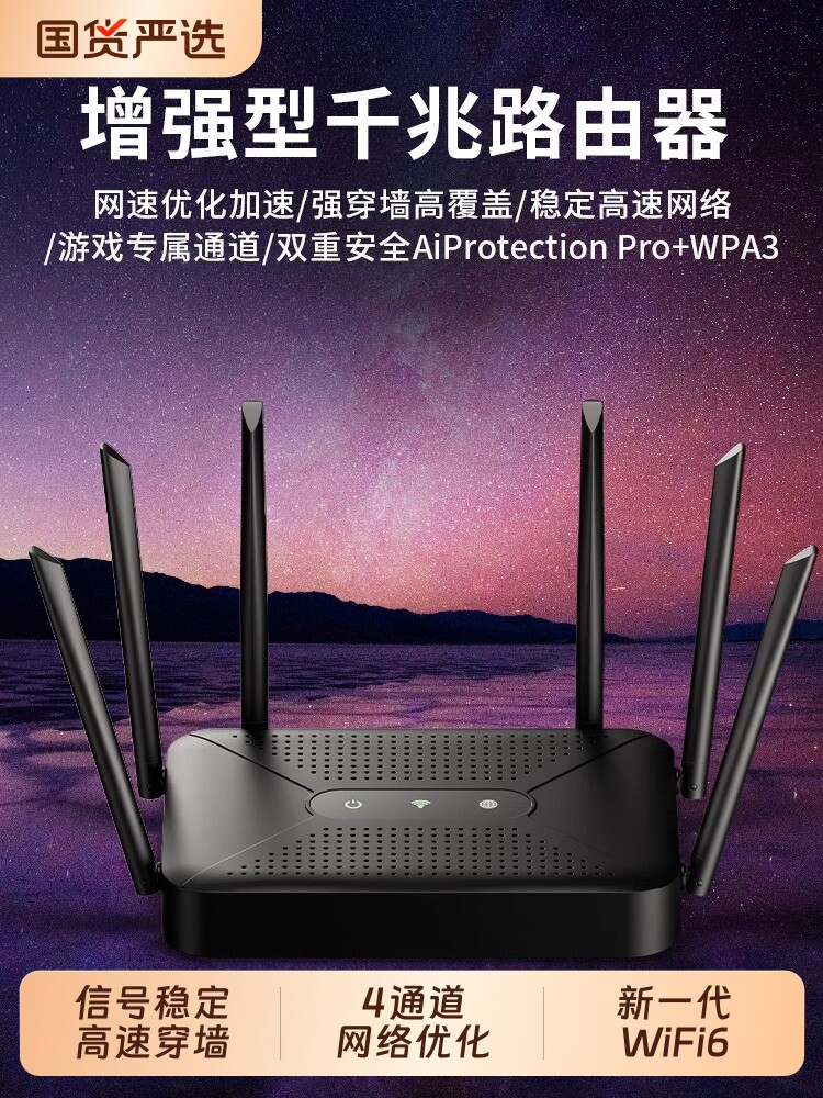 Маршрутизатор домашний высокоскоростной гигабитный беспроводной wifi6 через стену king 5G двухдиапазонный wifi игровой студенческое общежитие мобильная сеть оптическая кошка покрытие всего дома сигналом интернет-волокна 2025 новинка Изображение 1