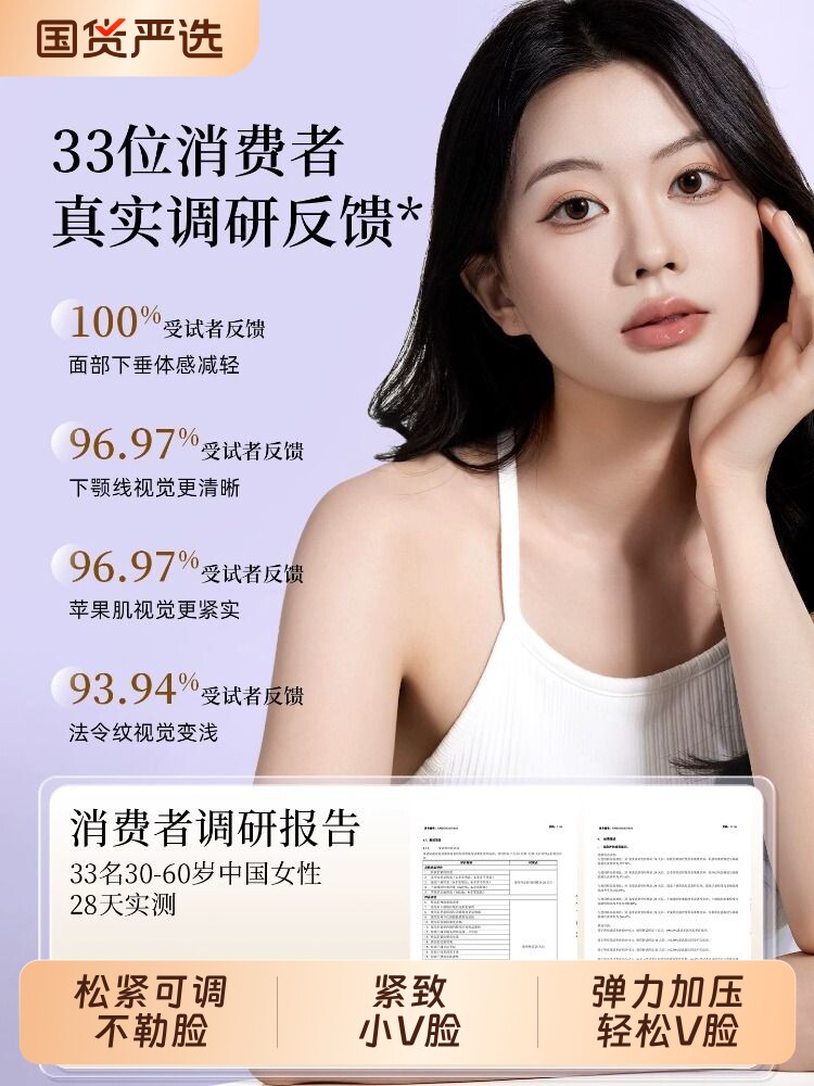 เครื่องมือลดความอ้วนบนใบหน้ารูปตัววี ผ้าพันแผลมาสก์ยกกระชับขณะนอนหลับ ช่วยยกกระชับใบหน้า ลดริ้วรอยรอบปากและคางสองชั้น พร้อมป้องกันใบหน้าหย่อนคล้อย