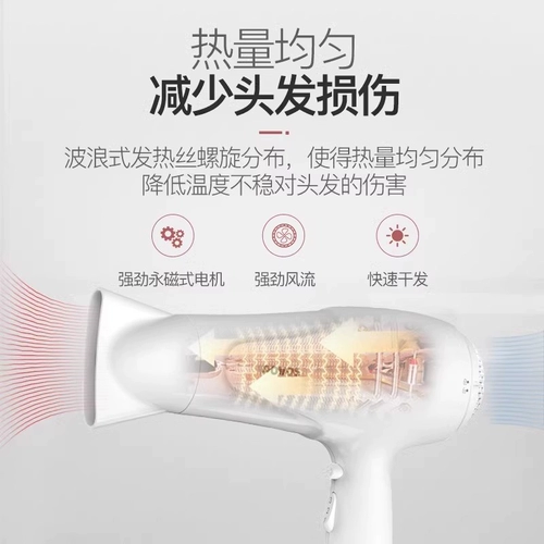 Пентиум для волос. Домохозяйство общежития для ухода за волосами для учащихся высокоскоростная мощная сушка для волос с высокой скоростью 2200 Вт