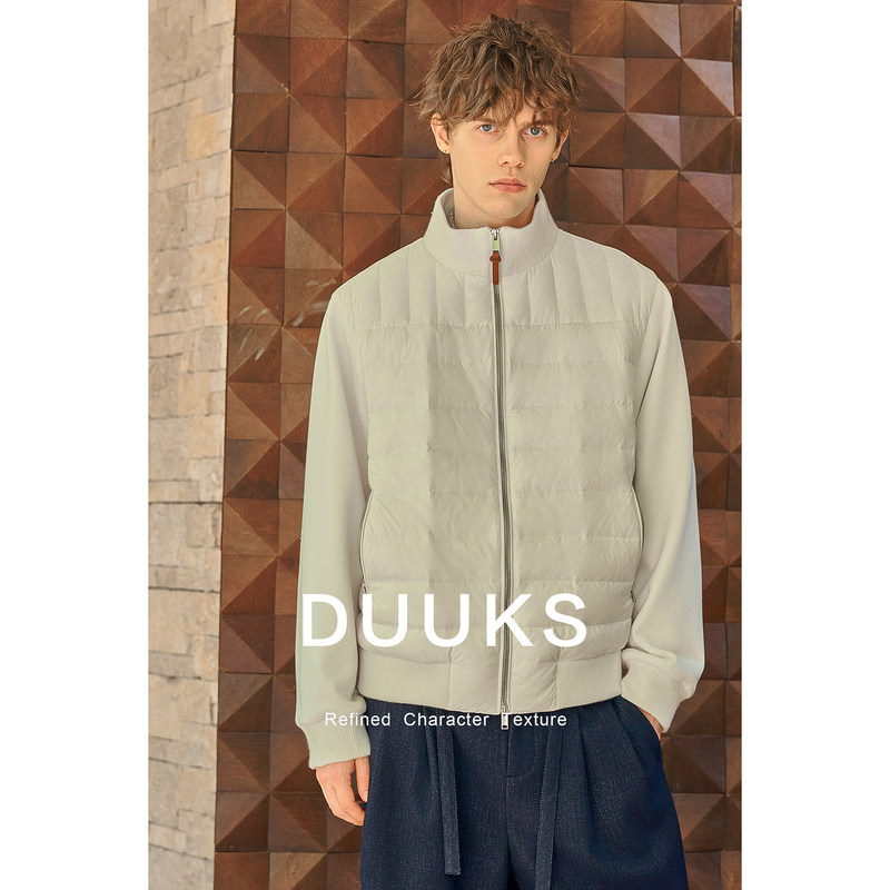 Duuks Patchwork Knit Lightweight Ribbed down Jacket Men's Coat 2026 New Winter Warm Duck down Jacket