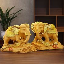 Elephant ornaments to attract wealth and feng shui like a pair of town house living room wine cabinet TV cabinet office desktop craft decorations