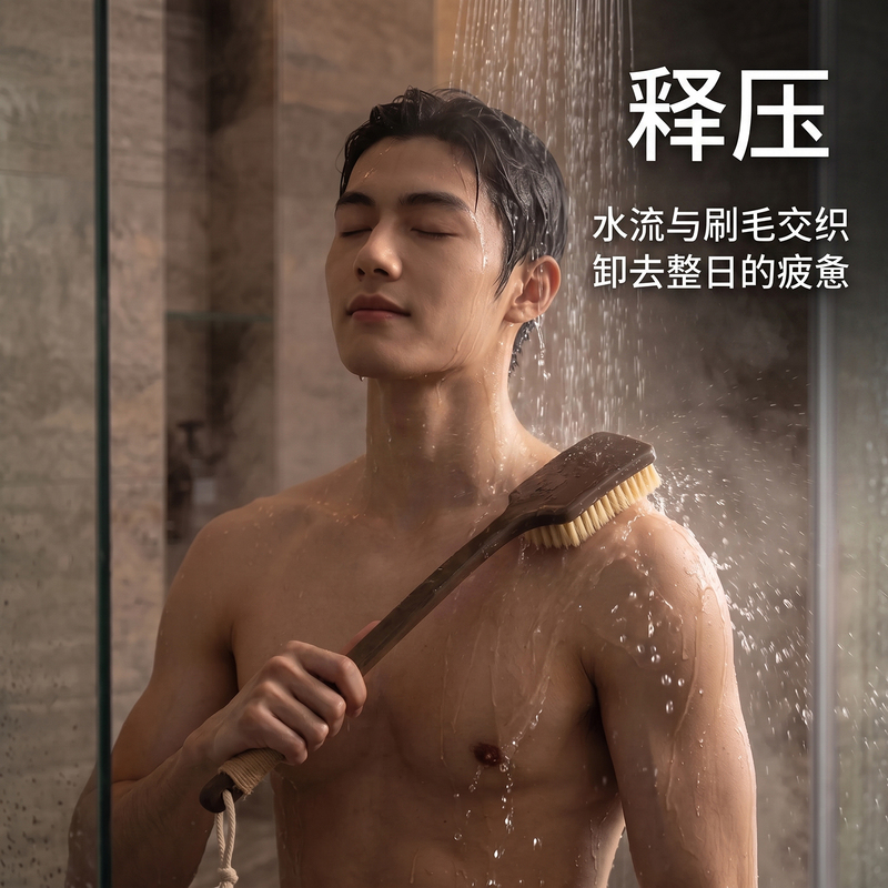 Bath Brush, Long-Handled Bristle Brush, Soft Horsehair Brush, Men's Exfoliating Brush, Dry Brushing Back Tool, Body Brush Bath Brush, Long-Handled Bristle Brush, Soft Horsehair Brush, Men's Exfoliating Brush, Dry Brushing Back Tool, Body Brush