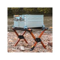 Outdoor camping ice bucket rack aluminum alloy bucket rack adjustable and foldable camping storage rack insulated box rack convenient