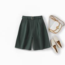 Pure cotton work shorts for women in summer high-waisted loose slim light breathable casual wide-leg mid-length pants