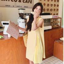 2024 niche loose yellow slim and sweet little sleeveless new summer dress light luxury dopamine