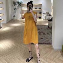 2024 new solid color sleeveless cotton dress with side button design French simple and comfortable vest dress for women