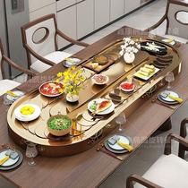 Rectangular Electric Transfer Dish Oval stainless steel conveyor belt Home table Automatic swivel display turntable