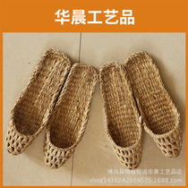 Hand-woven cattail woven straw sandals for men and women flat-heeled straw sandals for hotels clubs beauty salons home sandals