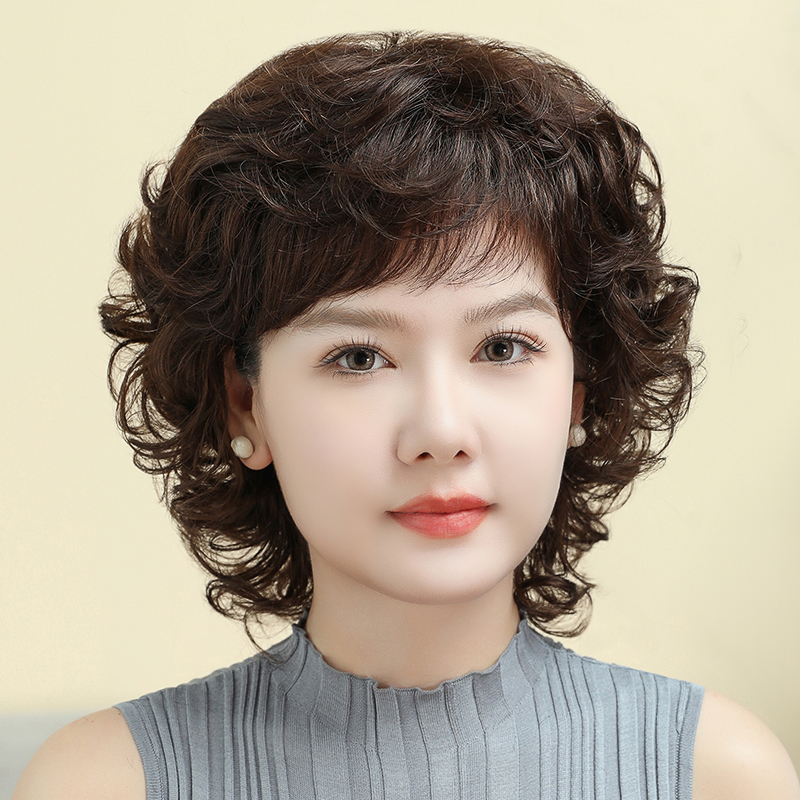 Baimi Silk Full Wig for Women, Long Hair, Real Human Hair, Middle-Aged and Elderly Curly Hair, Wool Curl, Mom Style Baimi Silk Full Wig for Women, Long Hair, Real Human Hair, Middle-Aged and Elderly Curly Hair, Wool Curl, Mom Style