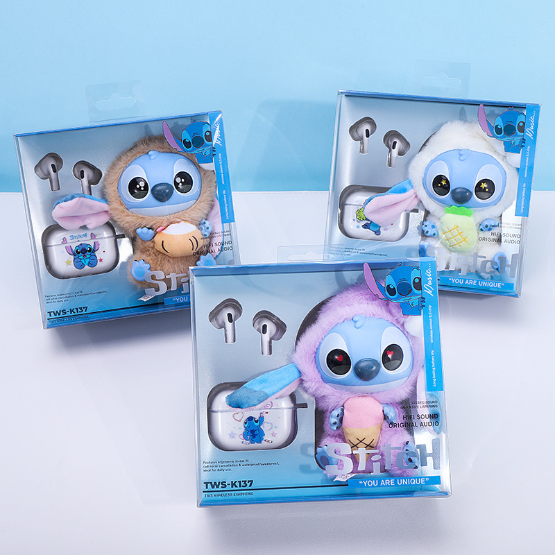 Cross-Border Wireless Bluetooth Earphones, Semi-In-Ear Style, Cute Stitch Vinyl Plush Trendy Toy Pendant Tws-K137 Cross-Border Wireless Bluetooth Earphones, Semi-In-Ear Style, Cute Stitch Vinyl Plush Trendy Toy Pendant Tws-K137