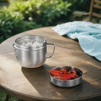 Student thickened stainless steel multi-purpose round lunch box with lid round student lunch box adult steamed lunch box with rice