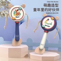 Audi double diamond baby rattle baby can chew teether rattle hand drum 0-1 year old baby large wave