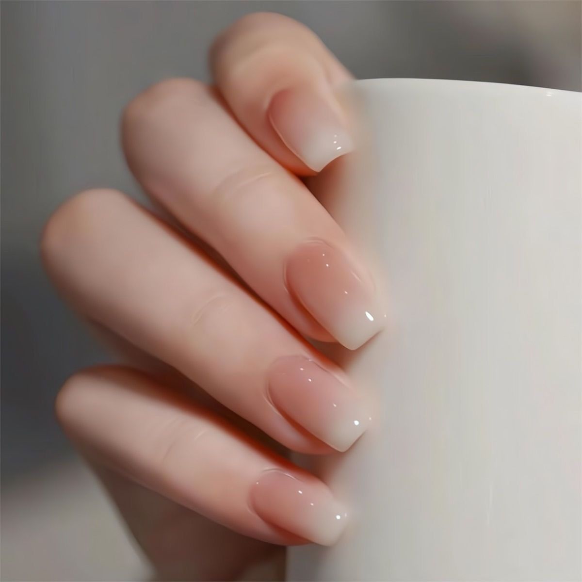 Brightens the complexion, gently revealing the youthfulness of milky white gradient nude color light nail art. Wearing a subtle elegance with elegant nails is sophisticated and minimalist