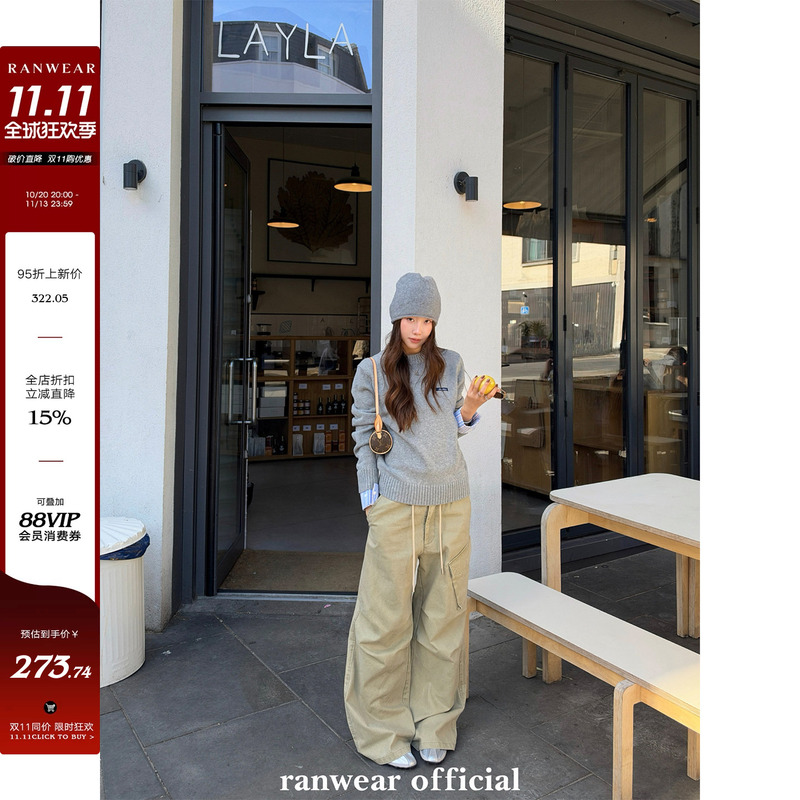 Ranwearb Workwear'Proportionally Perfect' Heavy-Duty Enzyme-Washed Pure Cotton Canvas Cargo Pants with 3D Pockets and Pleats Ranwearb Workwear'Proportionally Perfect' Heavy-Duty Enzyme-Washed Pure Cotton Canvas Cargo Pants with 3D Pockets and Pleats
