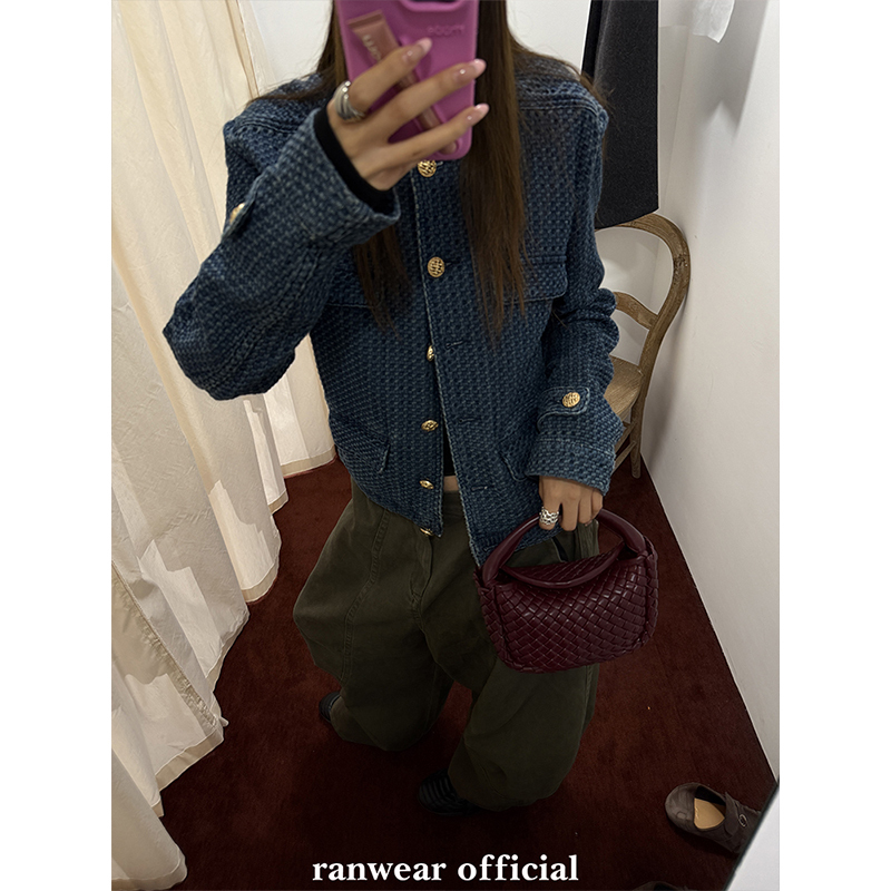 Ranwear Is a Popular Choice! Old Money Style, Niche Retro Denim Jacket, Short Stand-Up Collar Jacket