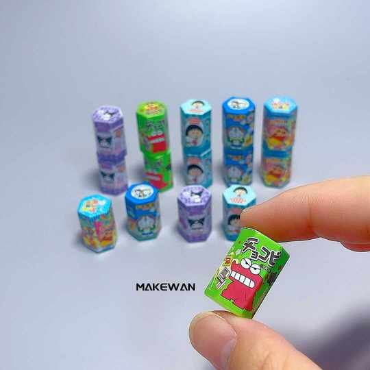 Simulation Mini-Lebensmittelspielzeug Kuromi Xiaoxin sechseckiges Crackerfass Supermarkt Convenience Store Snack DIY Ornament Spielzeug