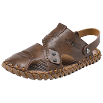 Bull family Baotou sandals mens summer outdoor south beach shoes summer leather driving special dad shoes