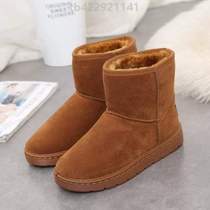 Gush cotton shoes New boots Students Womens Thickness Bottom Thickened Fashion Middle Cylinder Snowfall Winter Style Plus Suede Korean Version Frosted]