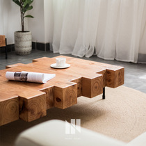 Simple and creative solid wood low table coffee table small tea table log table home living room cafe B&B combination side table